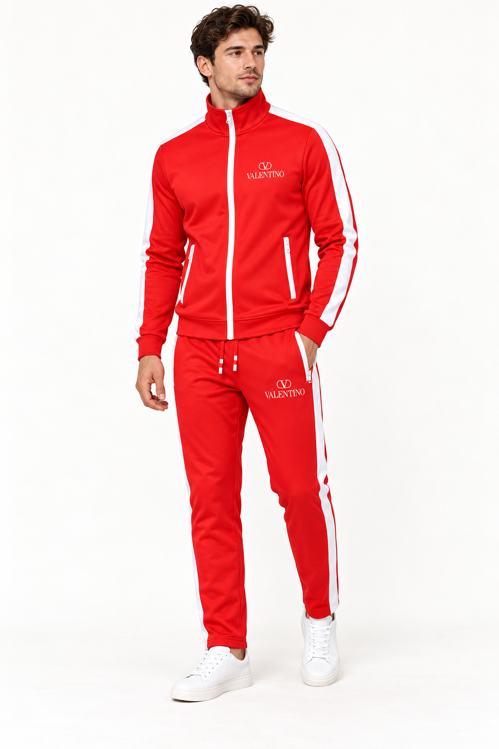Men's Valentino Dri-Fit TrackSuit | Color: Red | View 2