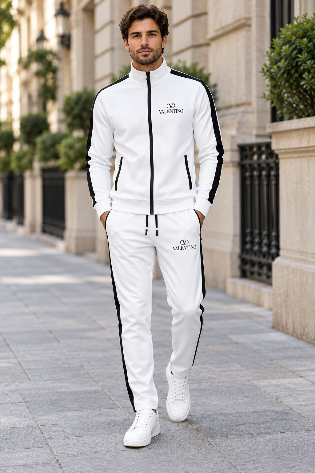 Men's Valentino Dri-Fit TrackSuit | Color: White | View 1