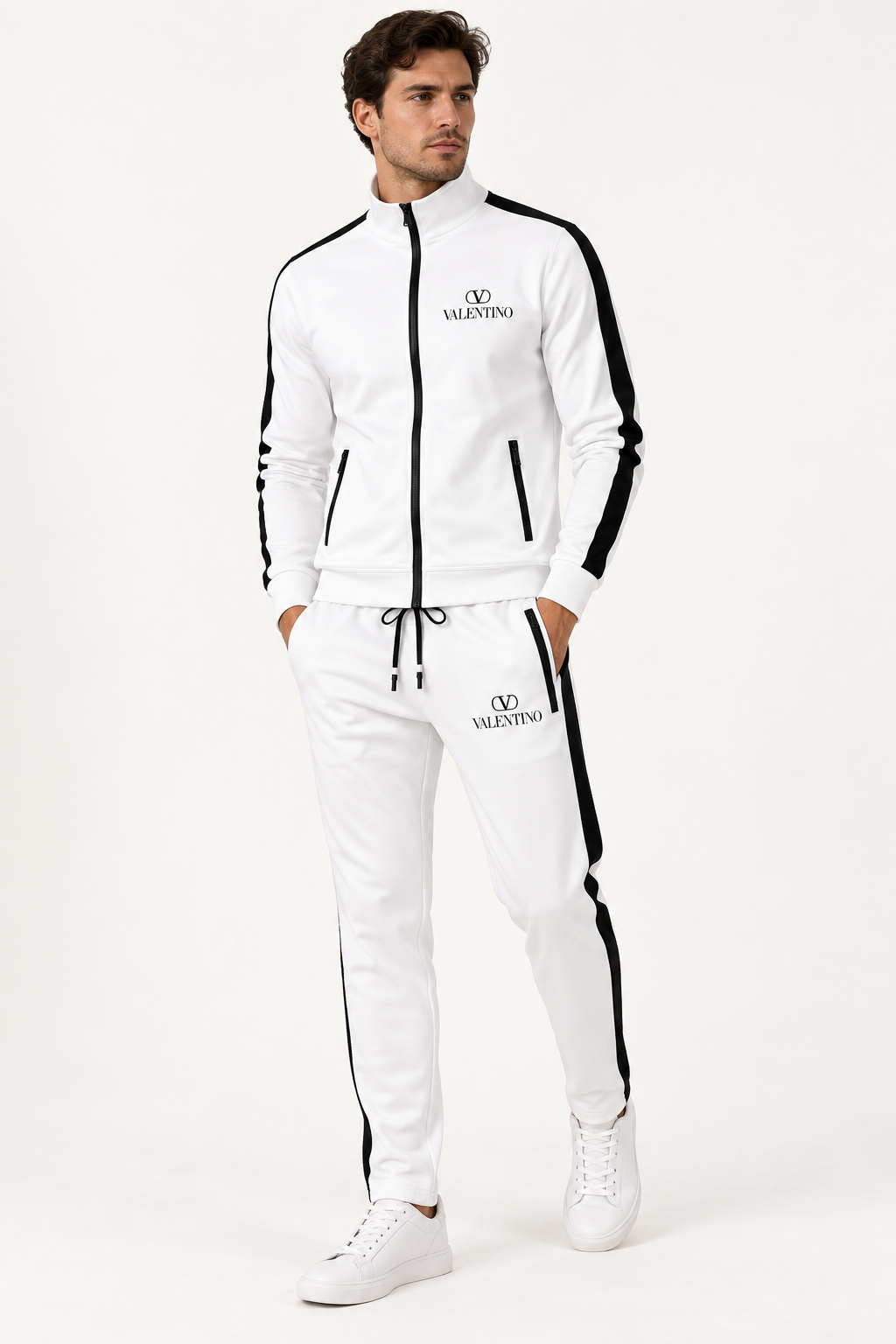 Men's Valentino Dri-Fit TrackSuit | Color: White | View 2