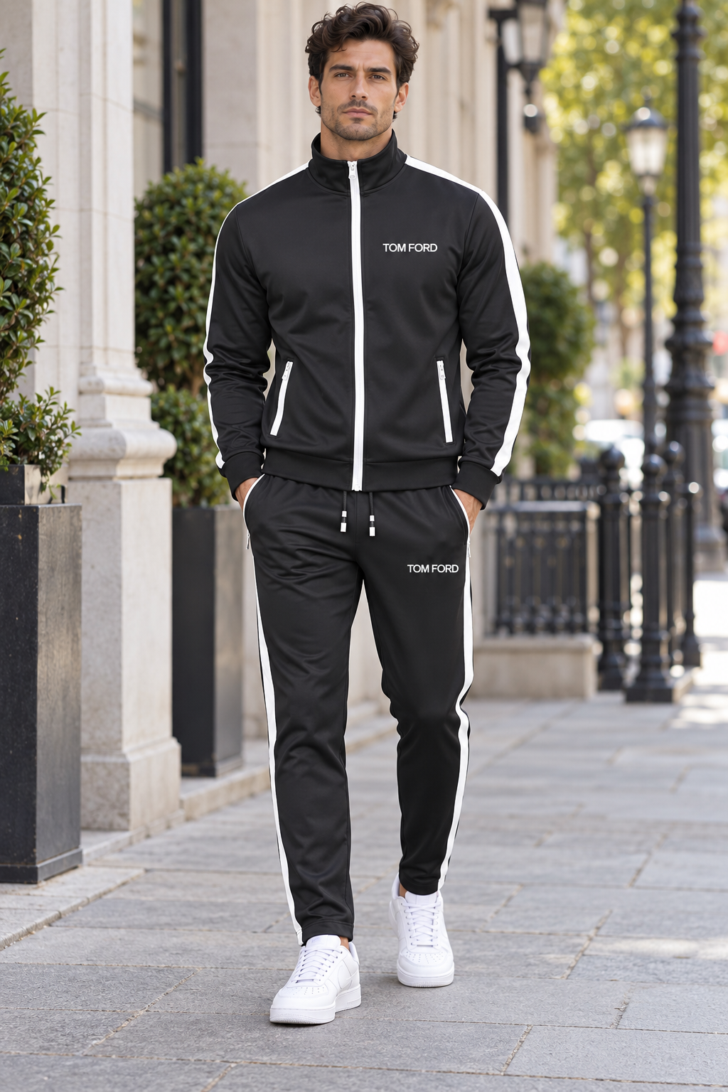 Men's Tom Ford Dri-Fit TrackSuit | Color: Black | View 1