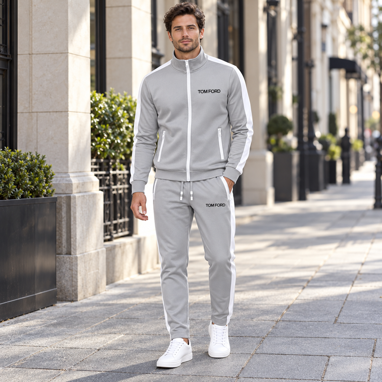 Men's Tom Ford Dri-Fit TrackSuit | Color: Grey | View 1