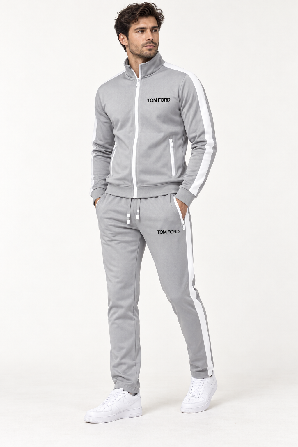 Men's Tom Ford Dri-Fit TrackSuit | Color: Grey | View 2
