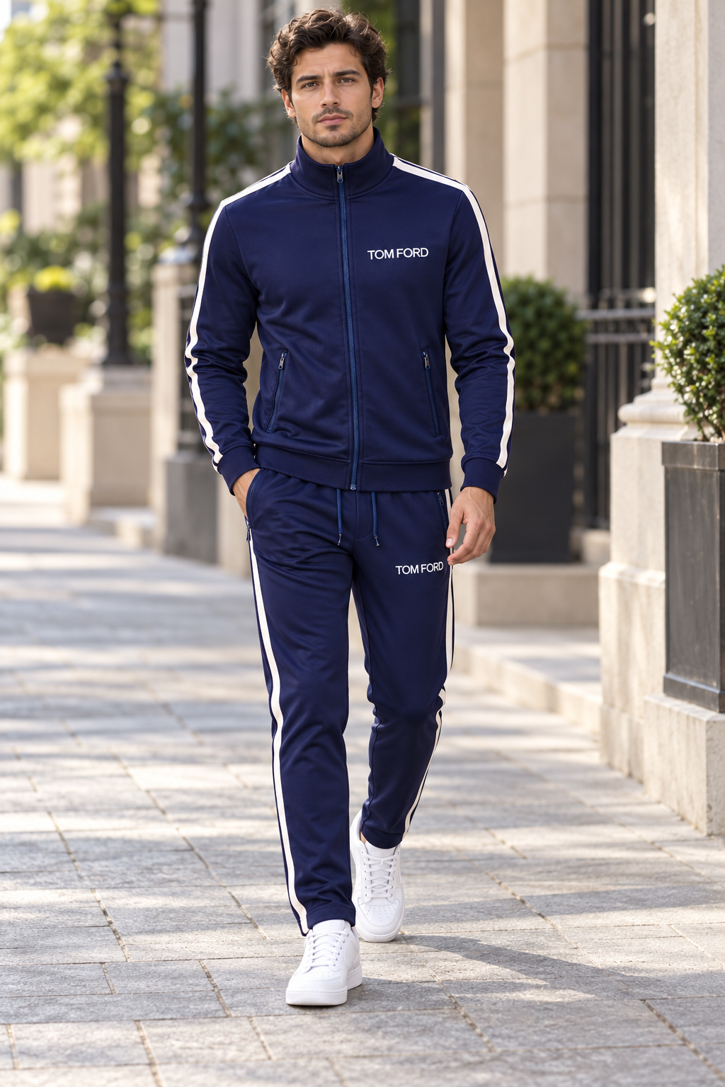 Men's Tom Ford Dri-Fit TrackSuit | Color: Navy | View 1