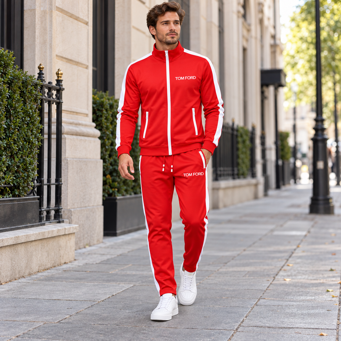 Men's Tom Ford Dri-Fit TrackSuit | Color: Red | View 1