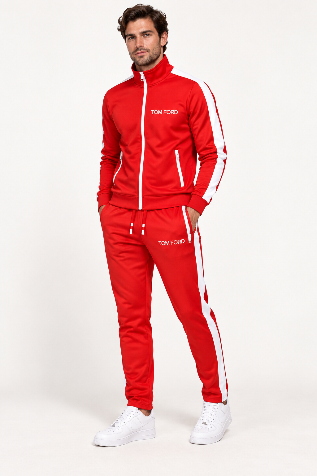 Men's Tom Ford Dri-Fit TrackSuit | Color: Red | View 2