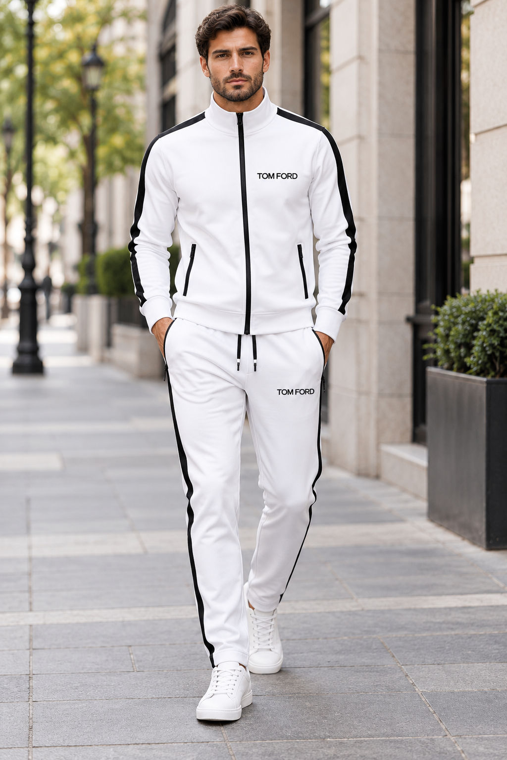 Men's Tom Ford Dri-Fit TrackSuit | Color: White | View 1