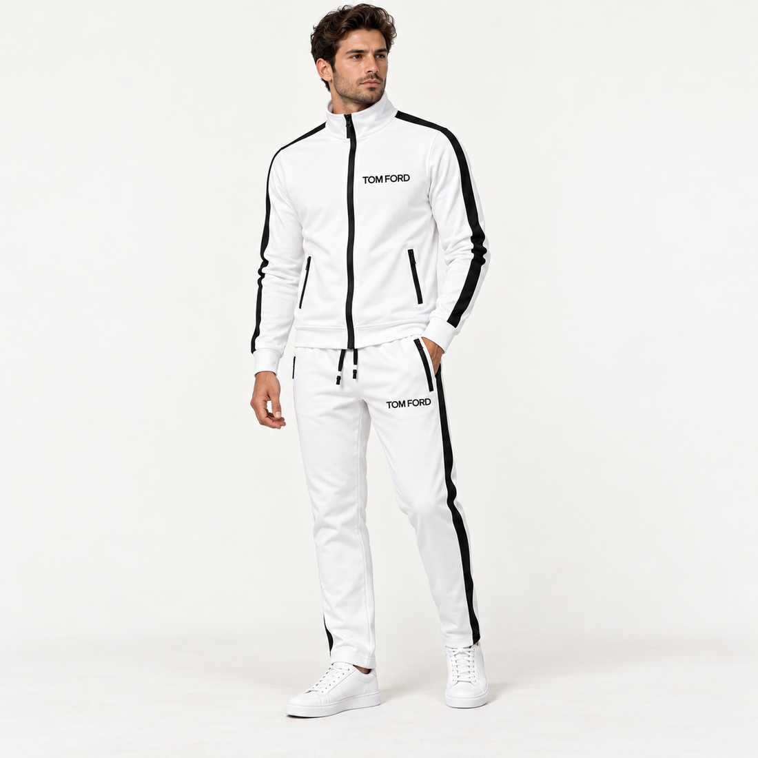 Men's Tom Ford Dri-Fit TrackSuit | Color: White | View 2
