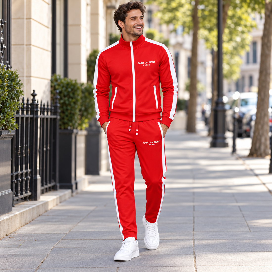 Men's Saint Laurent Dri-Fit TrackSuit | Color: Red | View 1