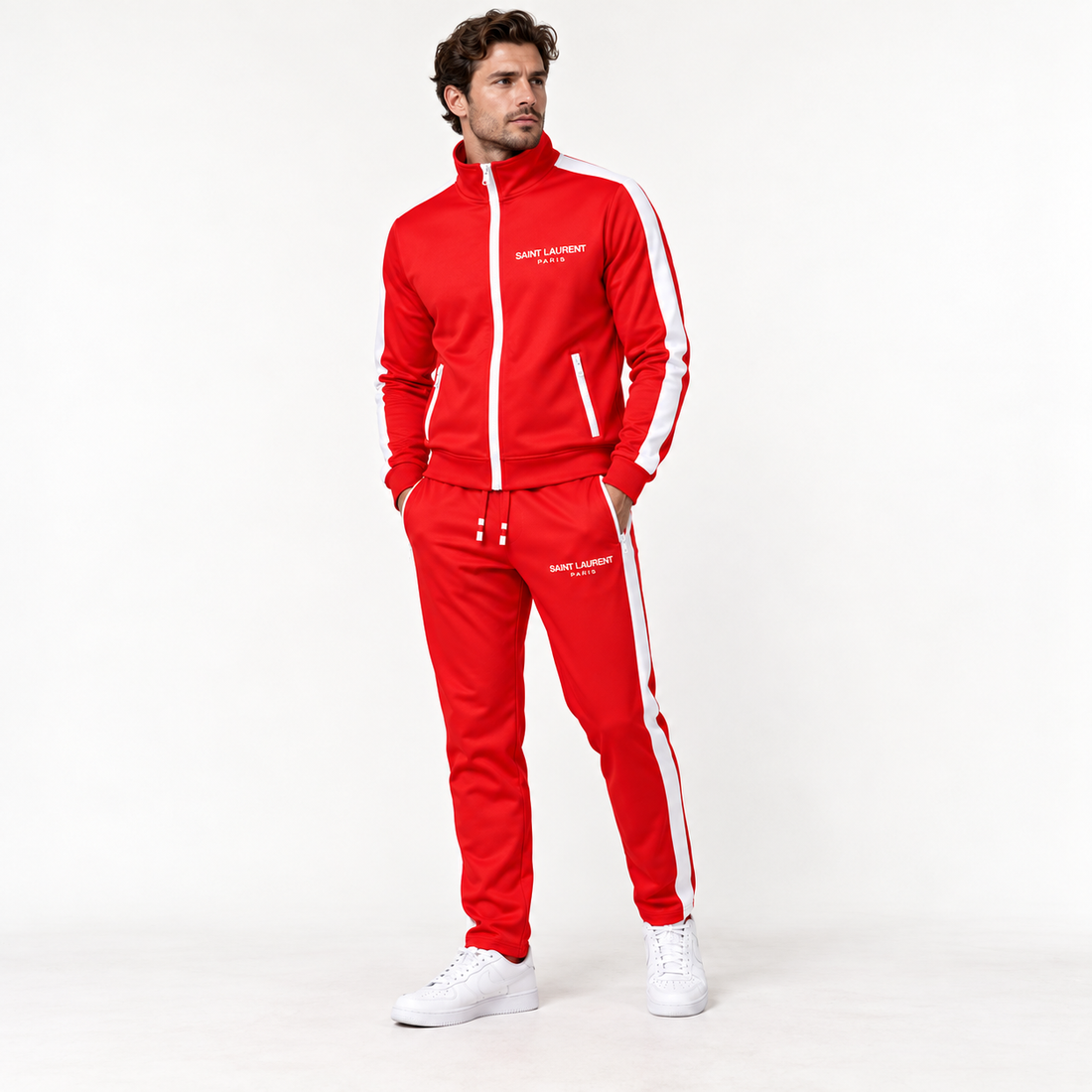Men's Saint Laurent Dri-Fit TrackSuit | Color: Red | View 2