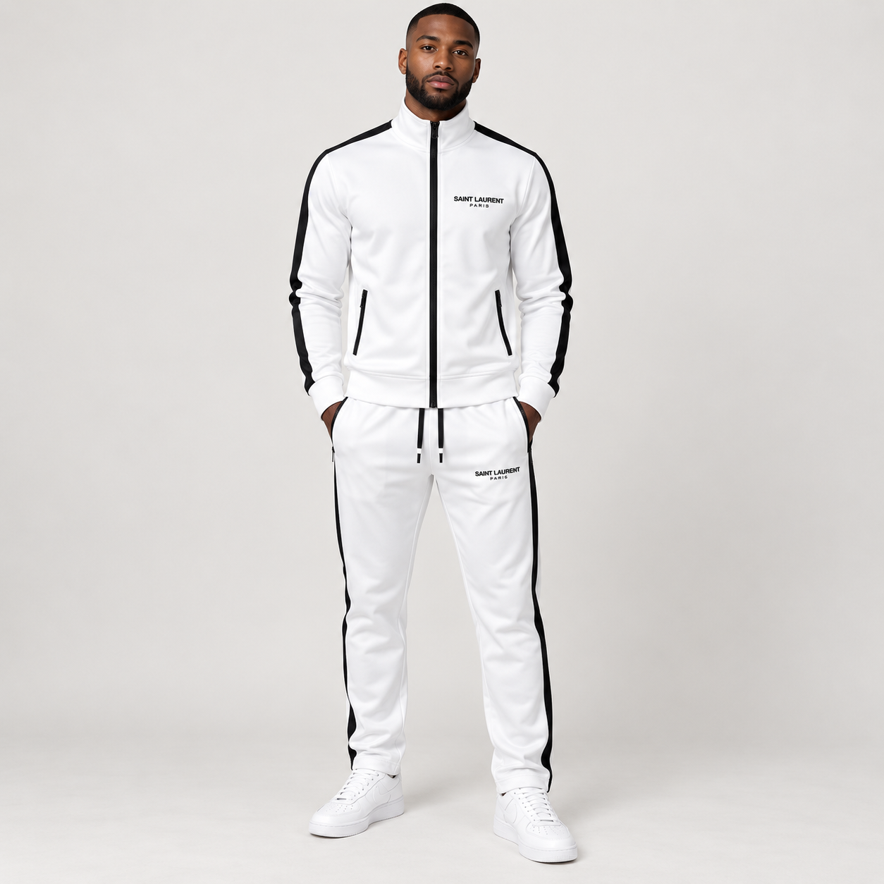 Men's Saint Laurent Dri-Fit TrackSuit | Color: White | View 1