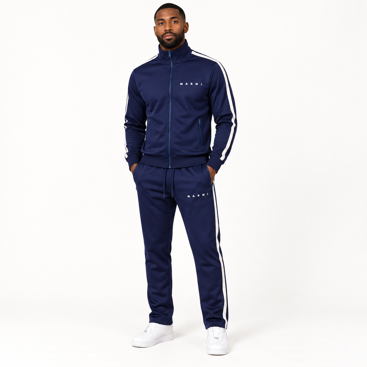 Men's Marni Dri-Fit TrackSuit | Color: Navy | View 1