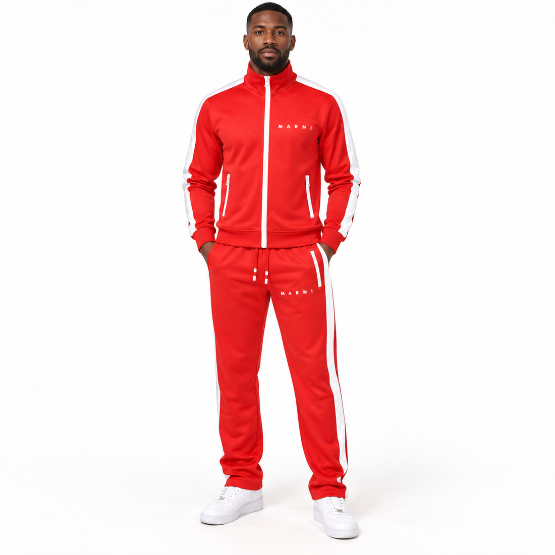 Men's Marni Dri-Fit TrackSuit | Color: Red | View 1