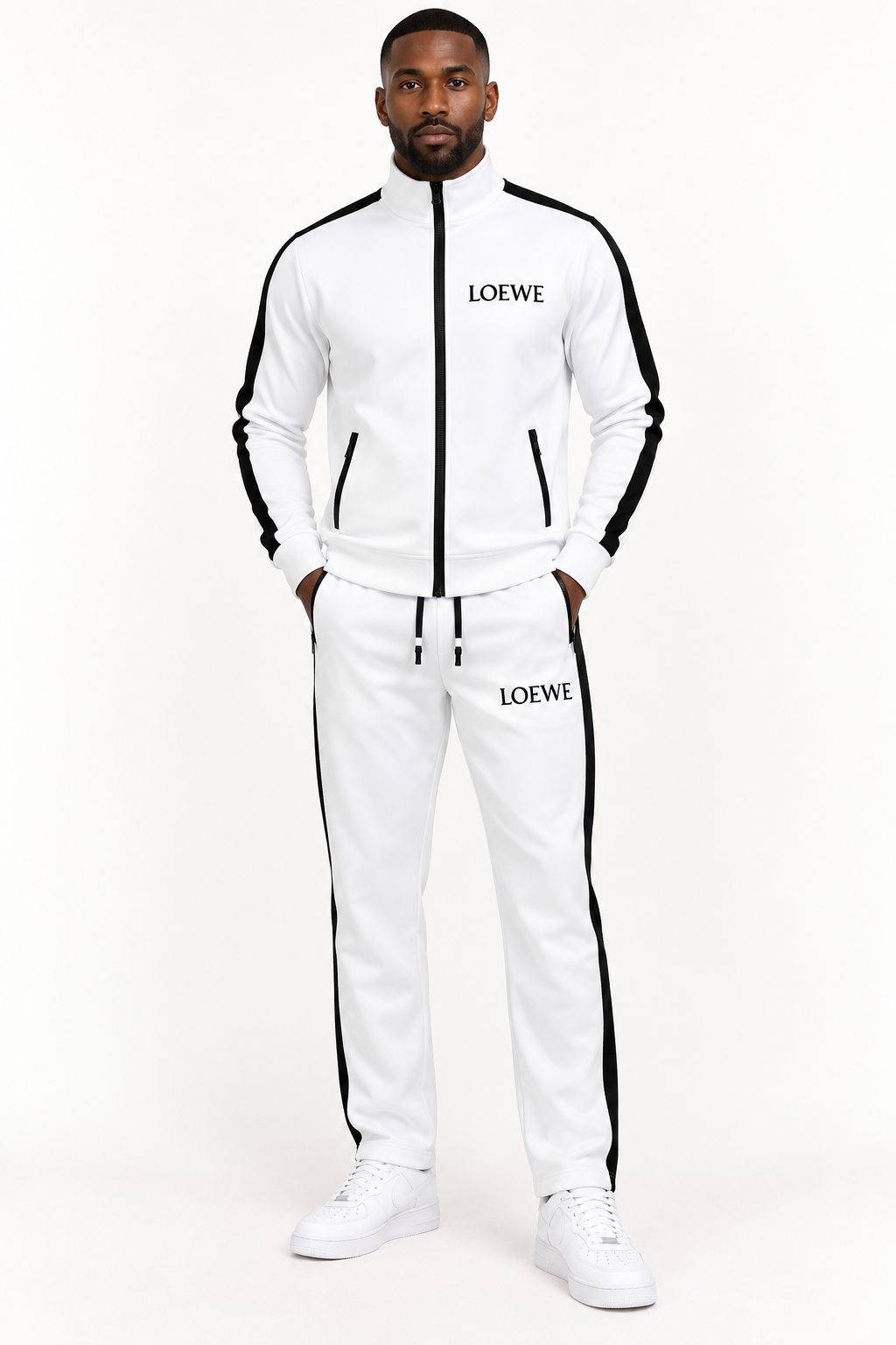 Men's Loewe Dri-Fit TrackSuit | Color: White | View 1