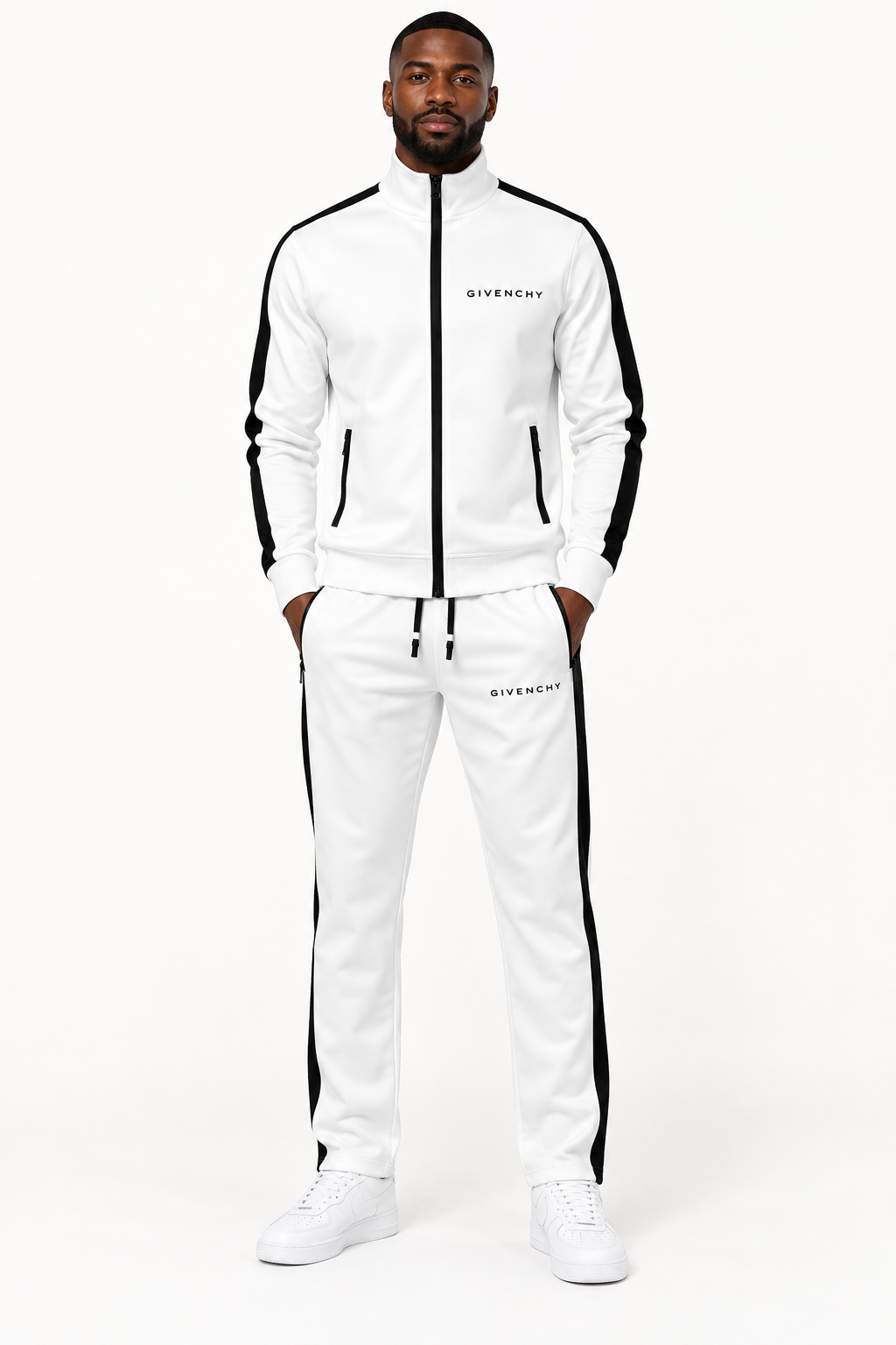 Men's Givenchy Dri-Fit TrackSuit | Color: White | View 1