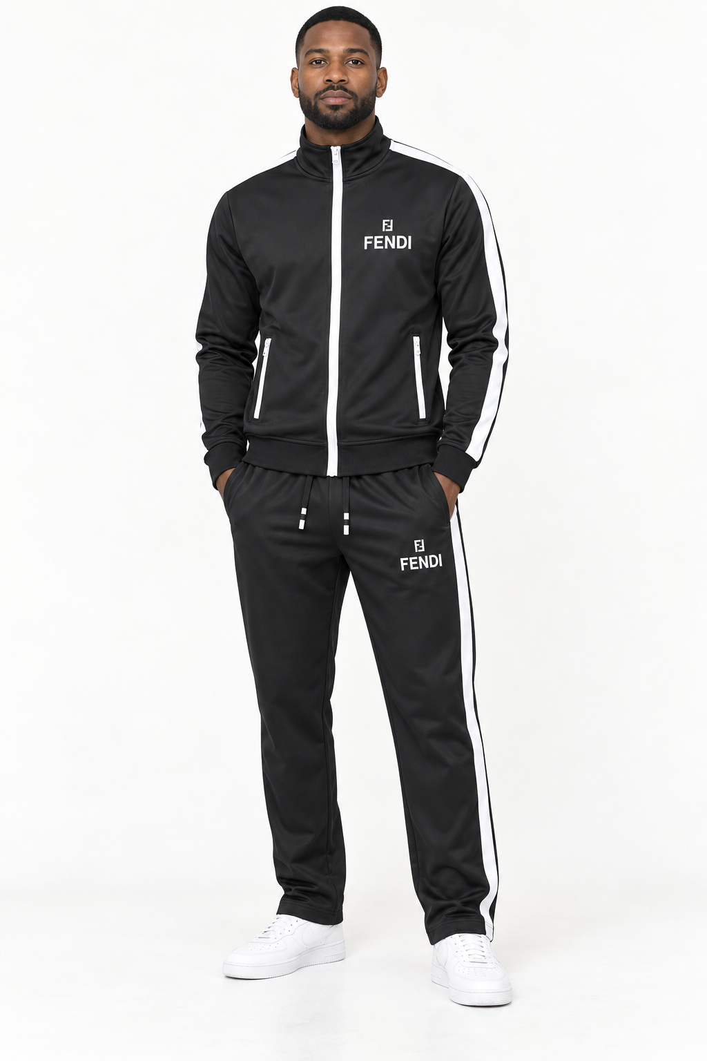 Men's Fendi Dri-Fit TrackSuit | Color: Black | View 1