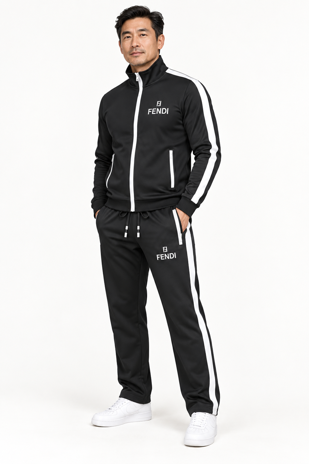 Men's Fendi Dri-Fit TrackSuit | Color: Black | View 2