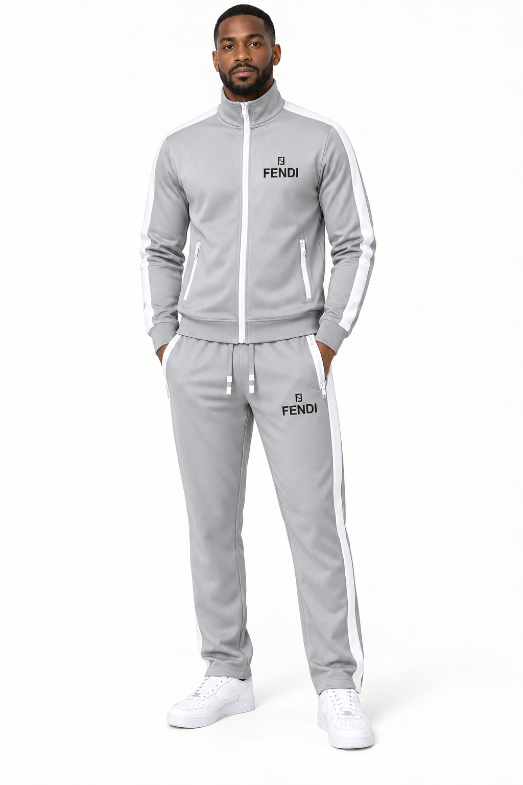 Men's Fendi Dri-Fit TrackSuit | Color: Grey | View 1