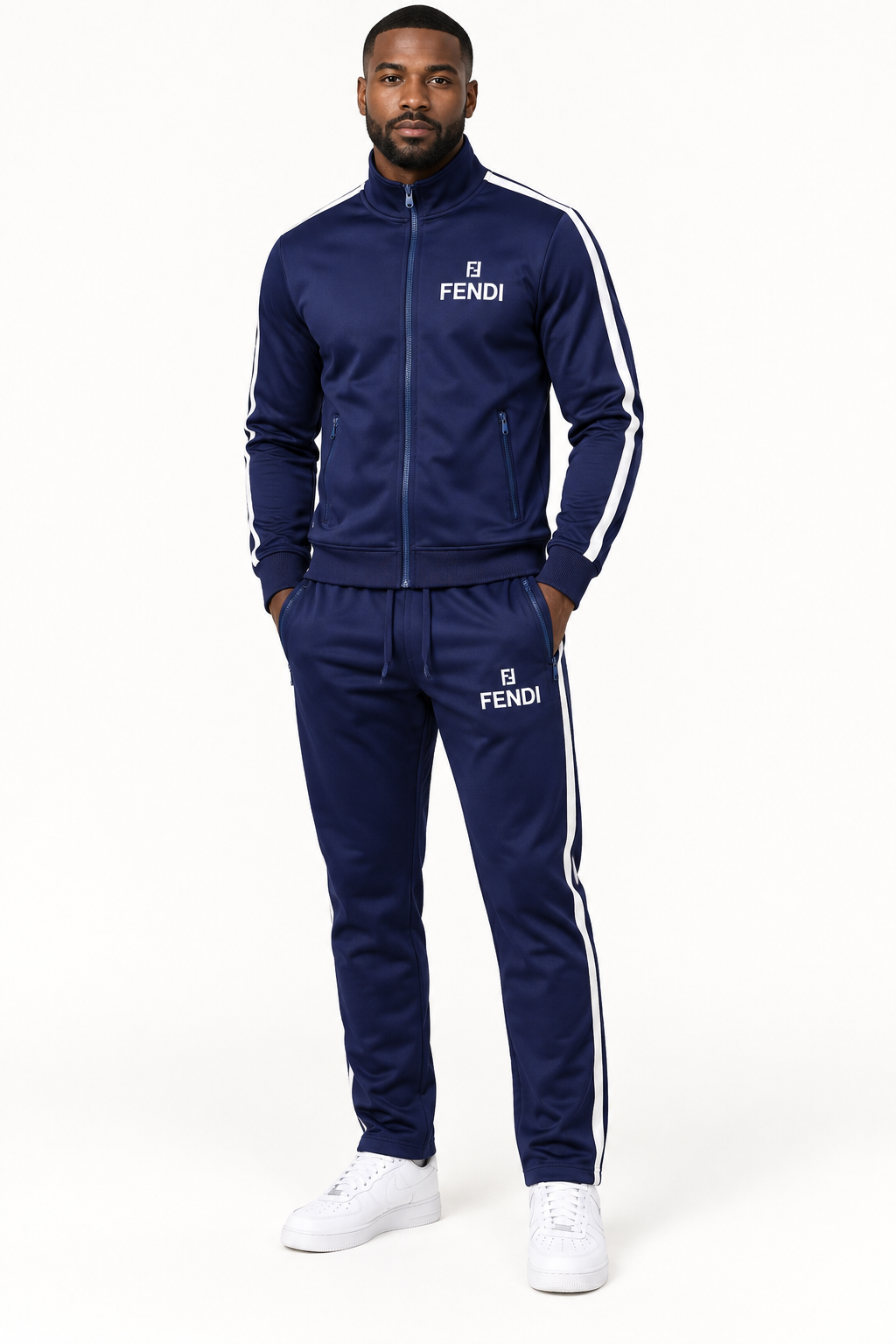 Men's Fendi Dri-Fit TrackSuit | Color: Navy | View 1