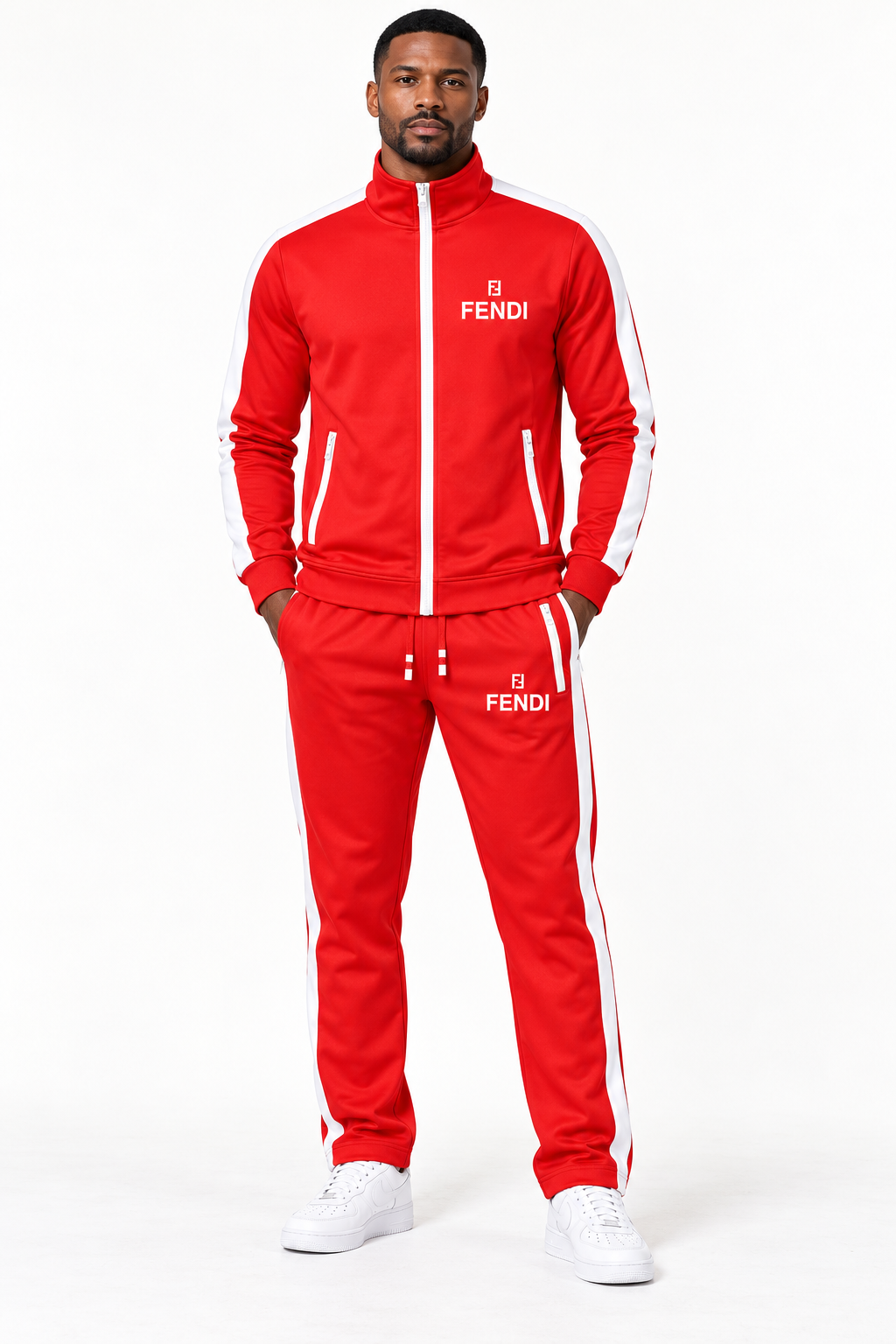 Men's Fendi Dri-Fit TrackSuit | Color: Red | View 1