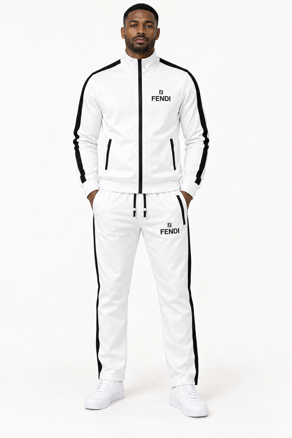 Men's Fendi Dri-Fit TrackSuit | Color: White | View 1