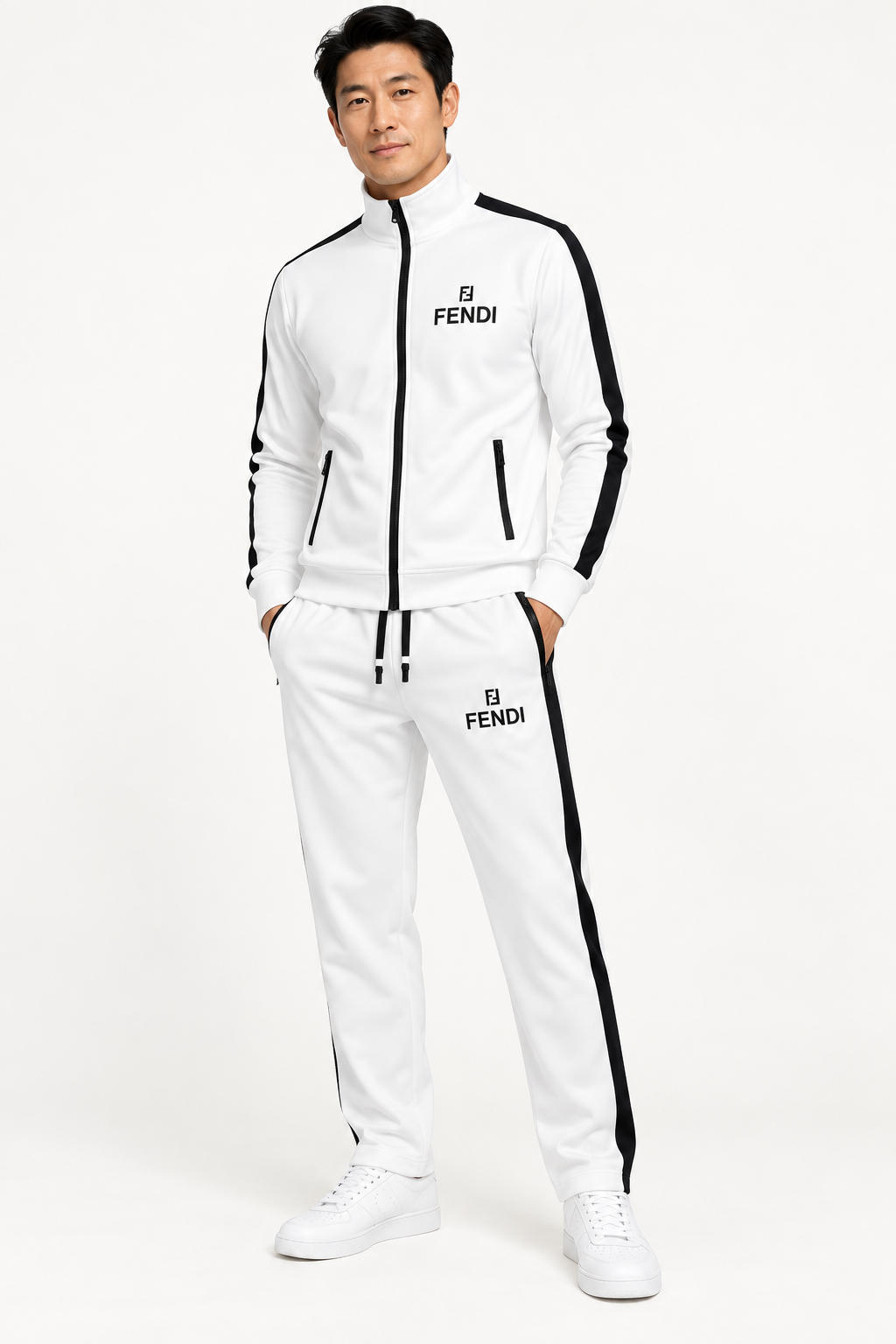 Men's Fendi Dri-Fit TrackSuit | Color: White | View 2