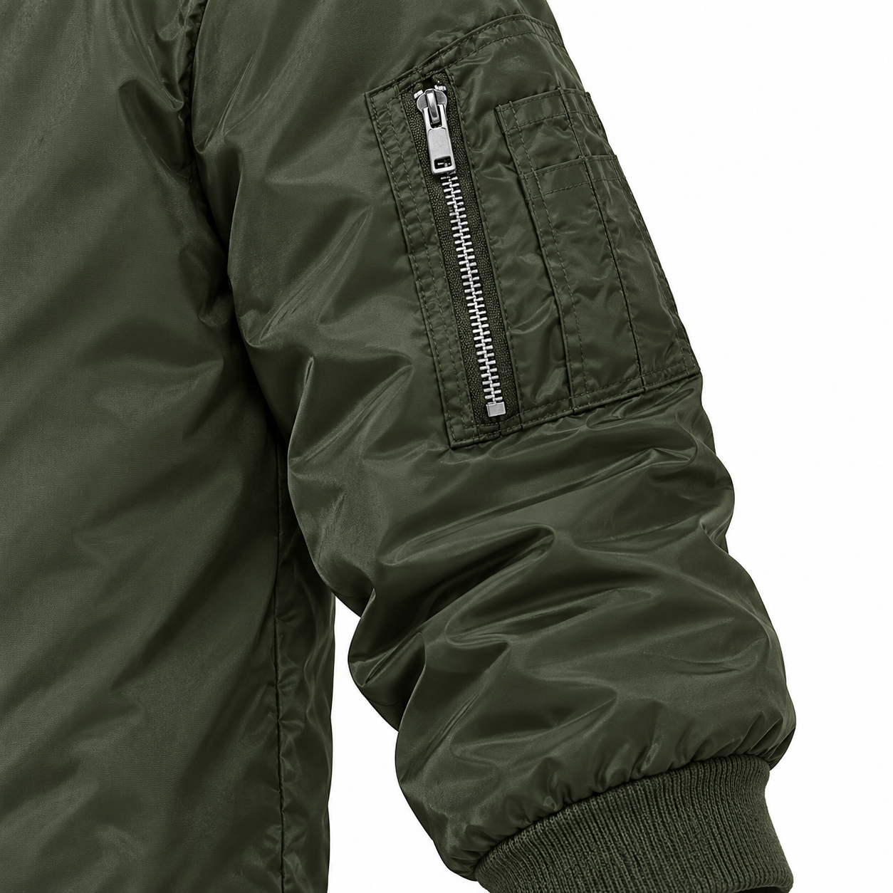 Men's Fendi Lightweight Bomber Jacket Windbreaker Softshell Varsity Jacket Coat | Color: Army Green | 4