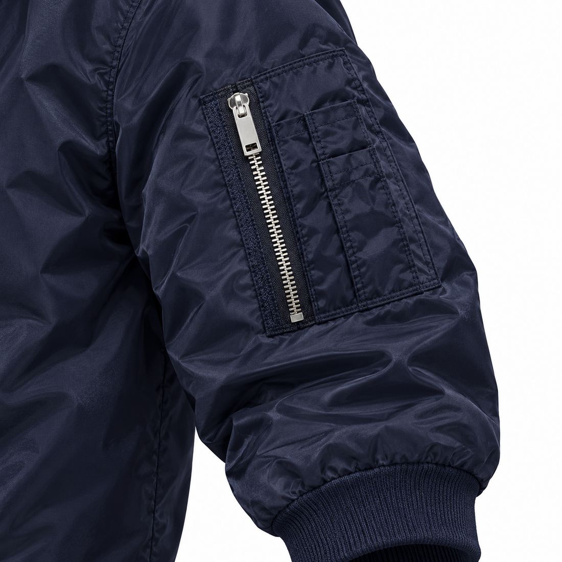 Men's Fendi Lightweight Bomber Jacket Windbreaker Softshell Varsity Jacket Coat | Color: Navy | 4