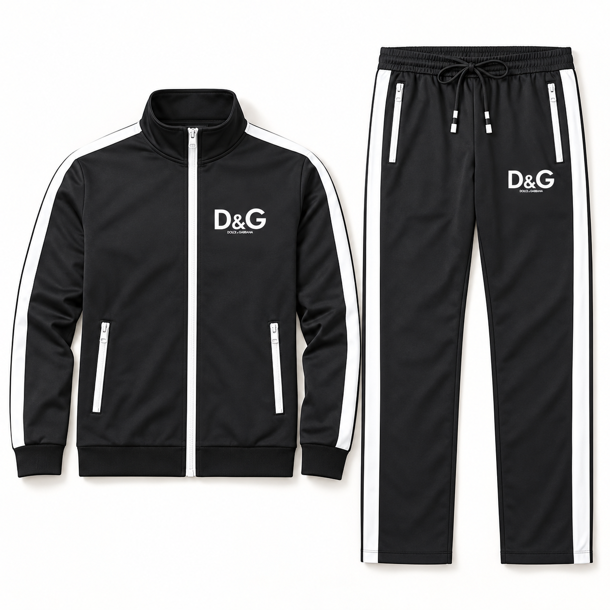 Men's Dolce and Gabbana Dri-Fit TrackSuit | Color: Black | View 5