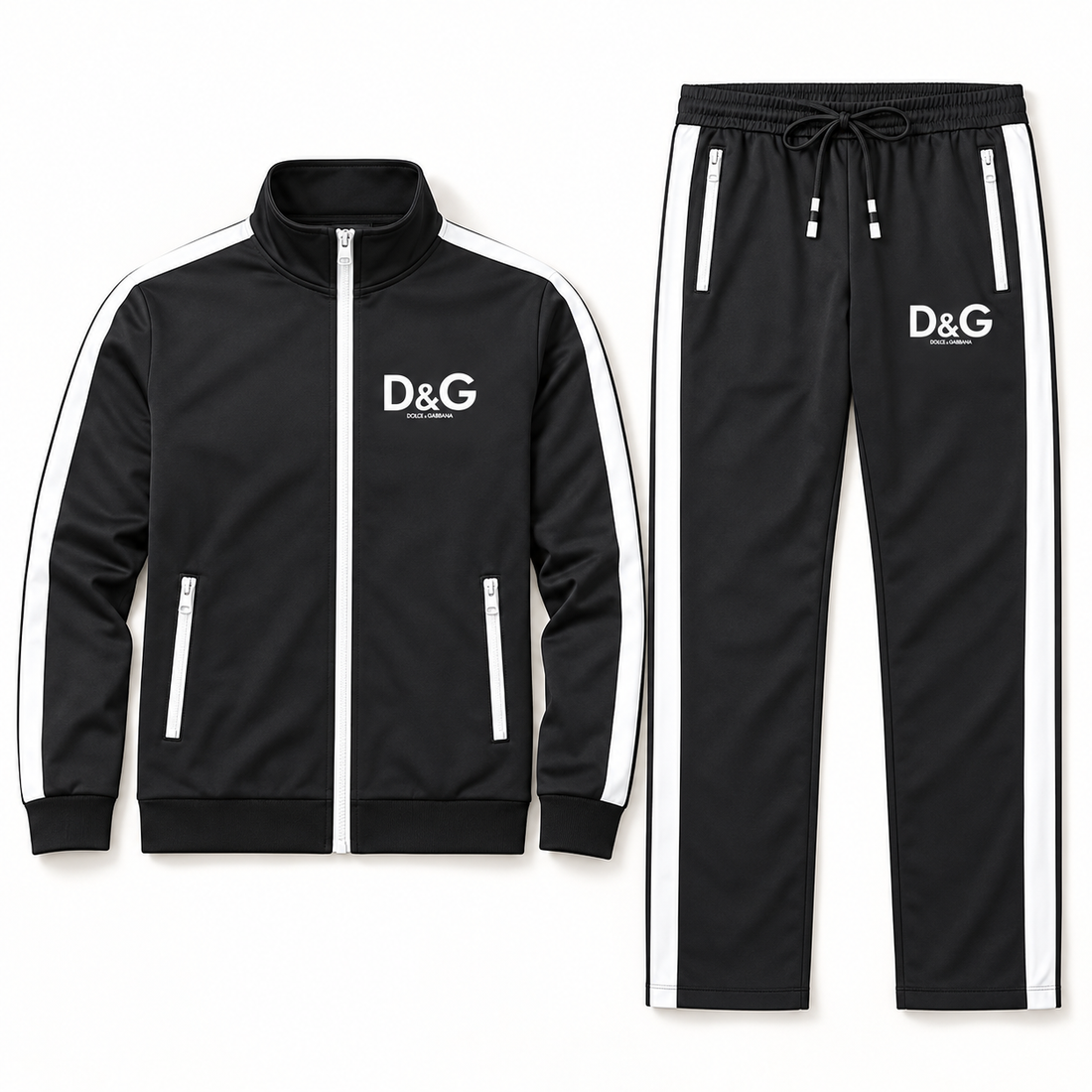 Men's Dolce and Gabbana Dri-Fit TrackSuit | Color: Black | View 5