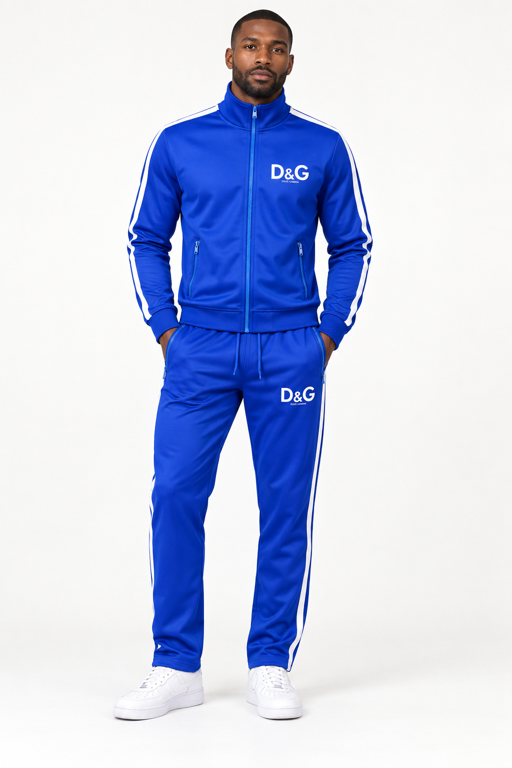 Men's Dolce and Gabbana Dri-Fit TrackSuit | Color: Blue | View 1
