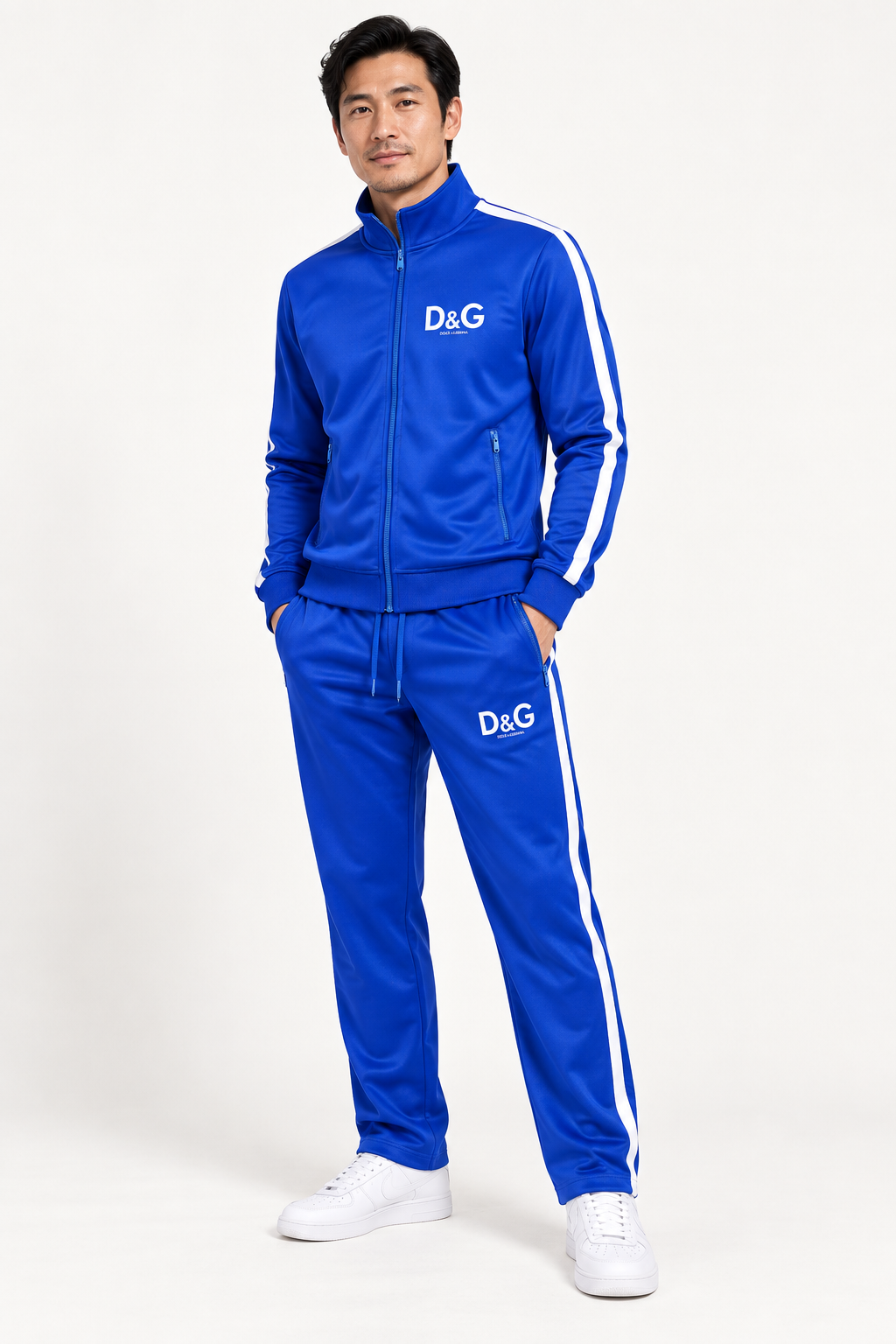 Men's Dolce and Gabbana Dri-Fit TrackSuit | Color: Blue | View 2