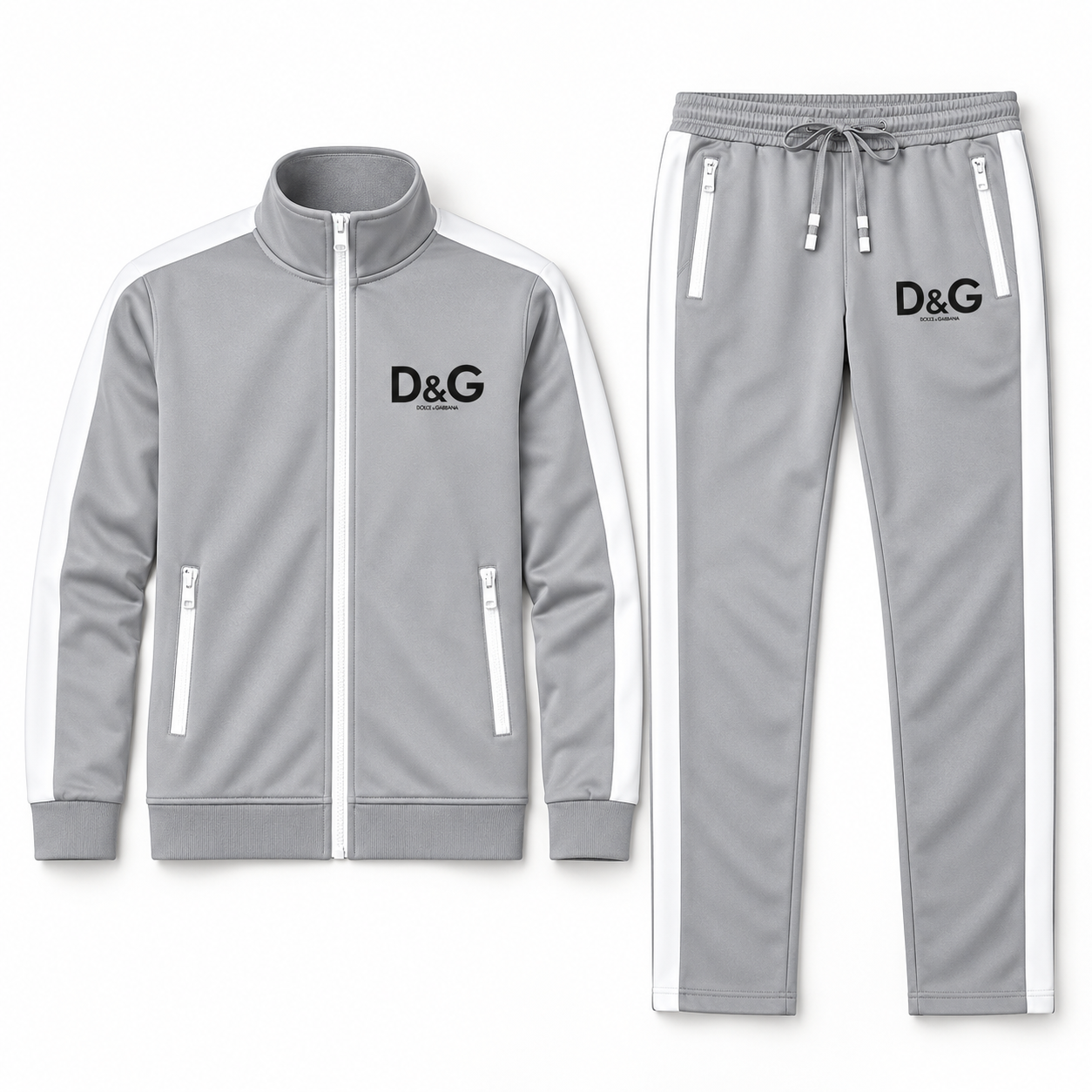 Men's Dolce and Gabbana Dri-Fit TrackSuit | Color: Grey | View 5