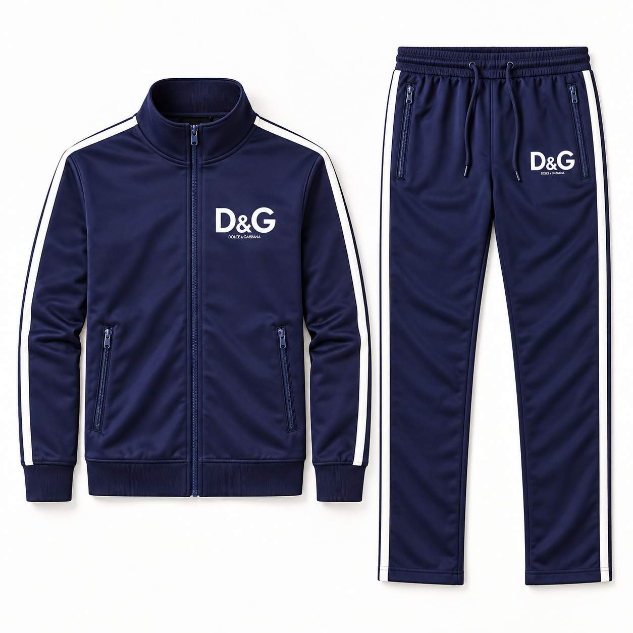 Men's Dolce and Gabbana Dri-Fit TrackSuit | Color: Navy | View 5