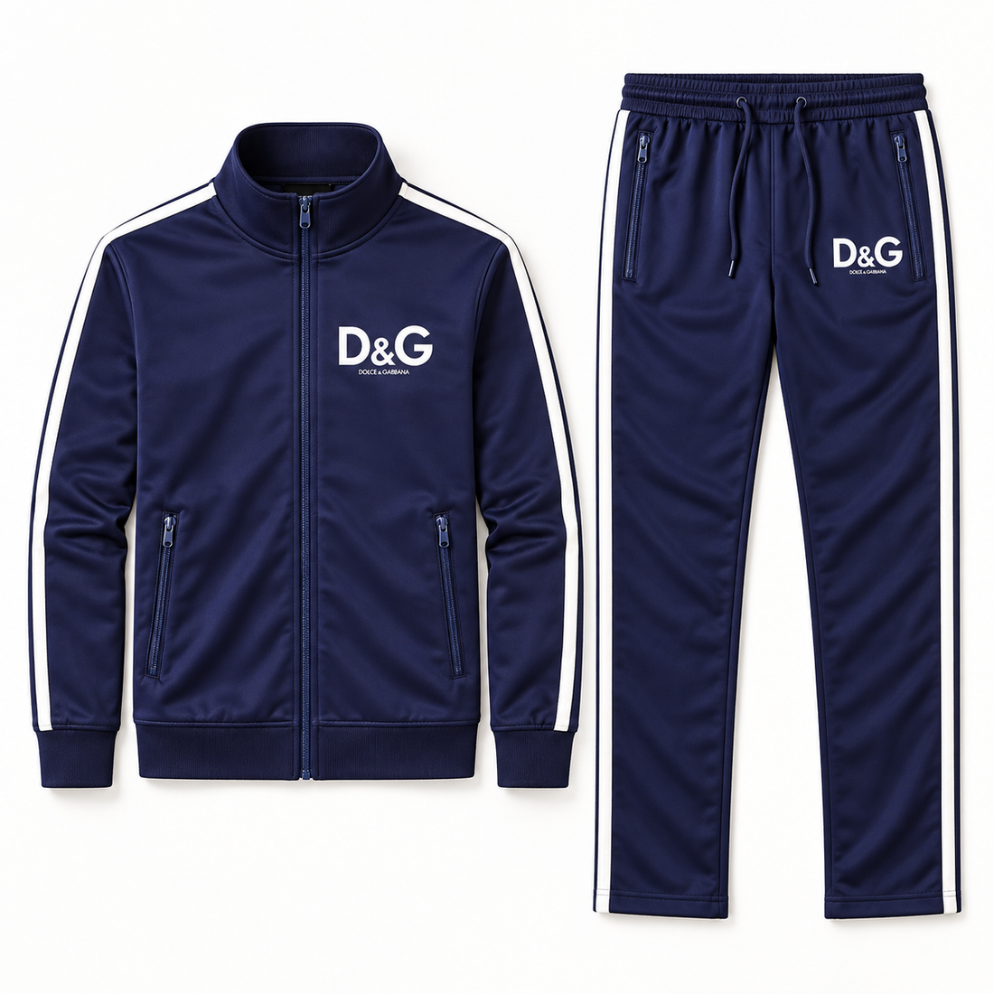Men's Dolce and Gabbana Dri-Fit TrackSuit | Color: Navy | View 5