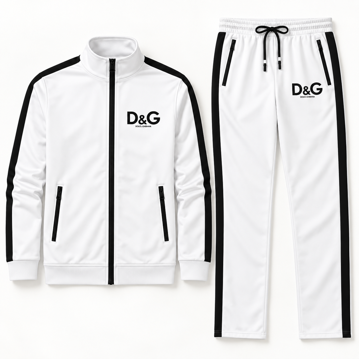 Men's Dolce and Gabbana Dri-Fit TrackSuit | Color: White | View 5