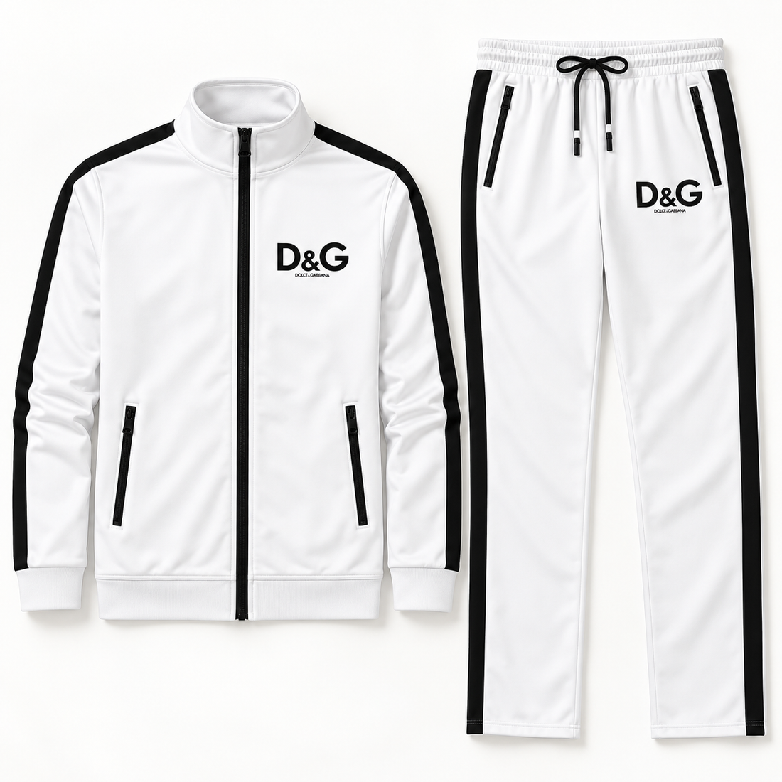 Men's Dolce and Gabbana Dri-Fit TrackSuit | Color: White | View 5