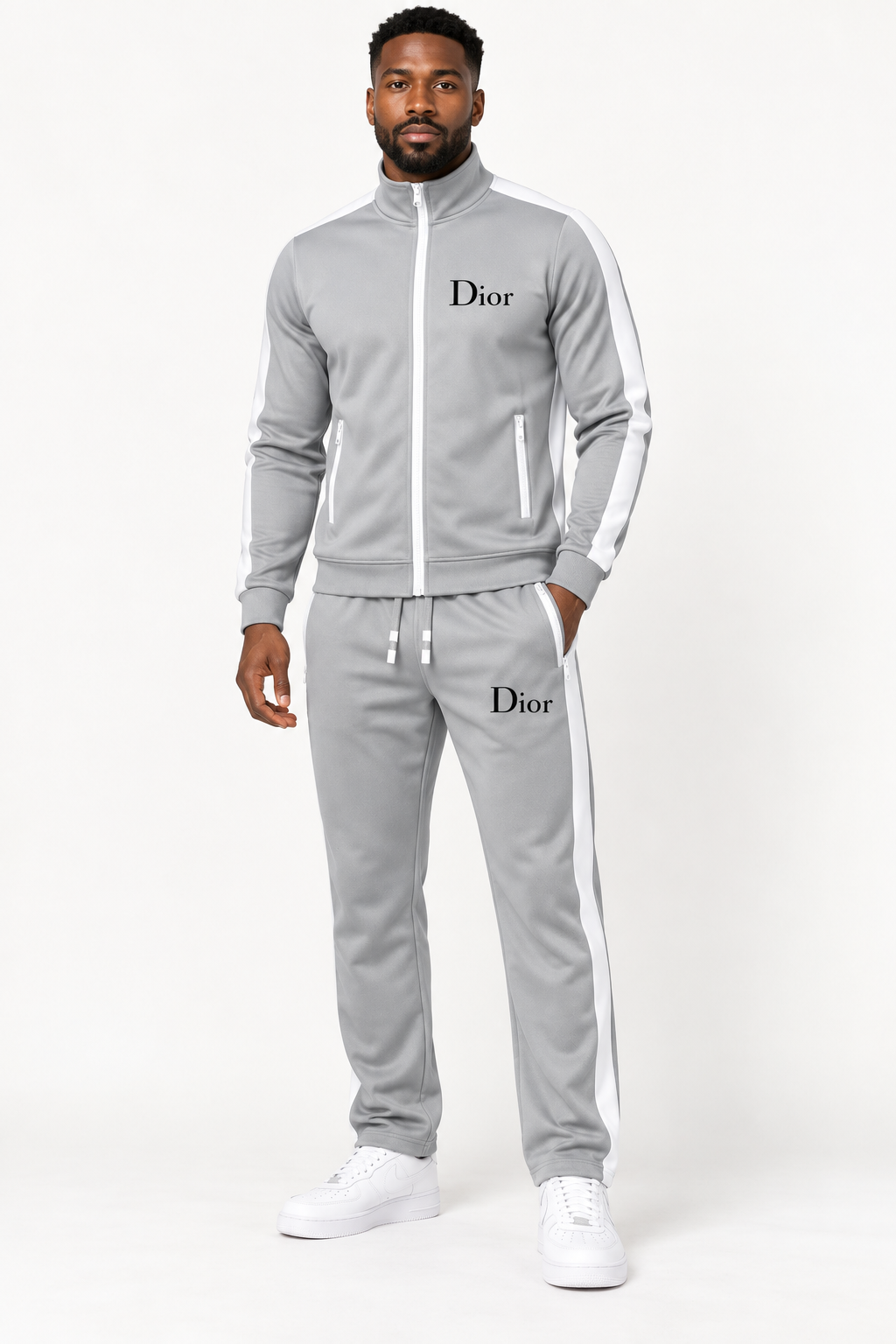 Men's Dior Dri-Fit TrackSuit | Color: Grey | View 1