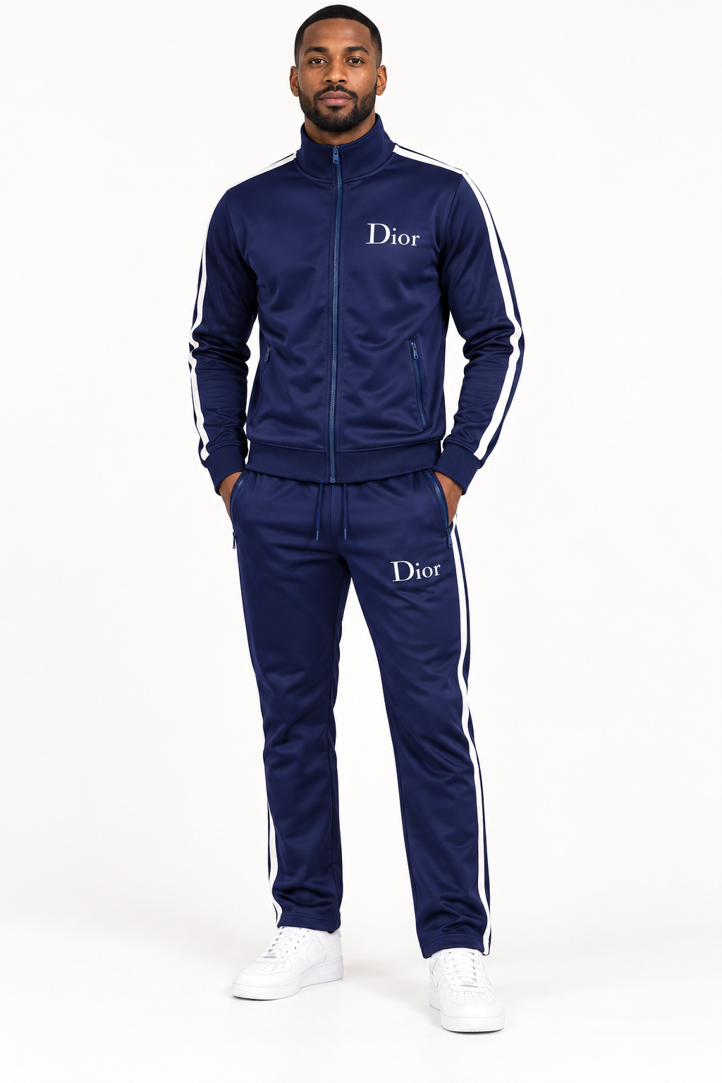Men's Dior Dri-Fit TrackSuit | Color: Navy | View 1