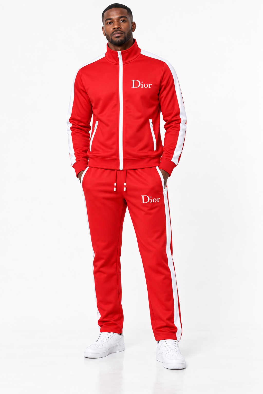 Men's Dior Dri-Fit TrackSuit | Color: Red | View 1