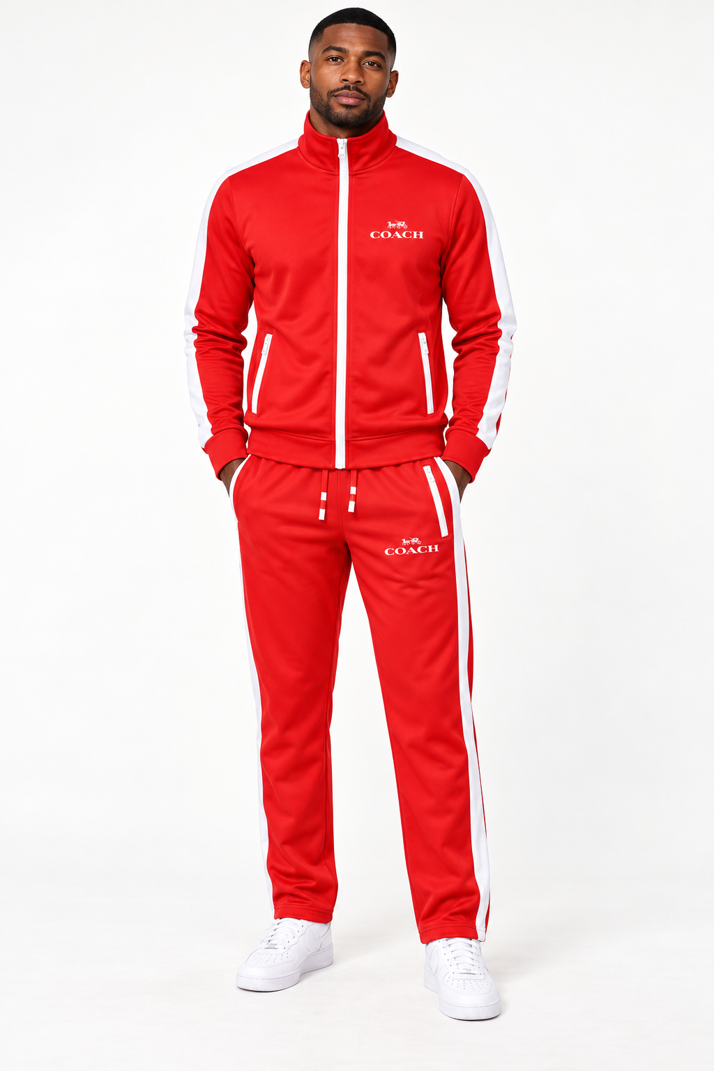 Men's Coach Dri-Fit TrackSuit | Color: Red | View 1