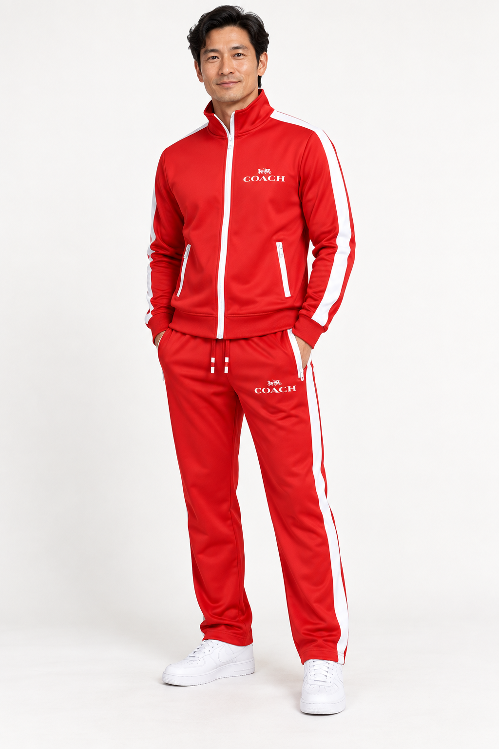 Men's Coach Dri-Fit TrackSuit | Color: Red | View 2