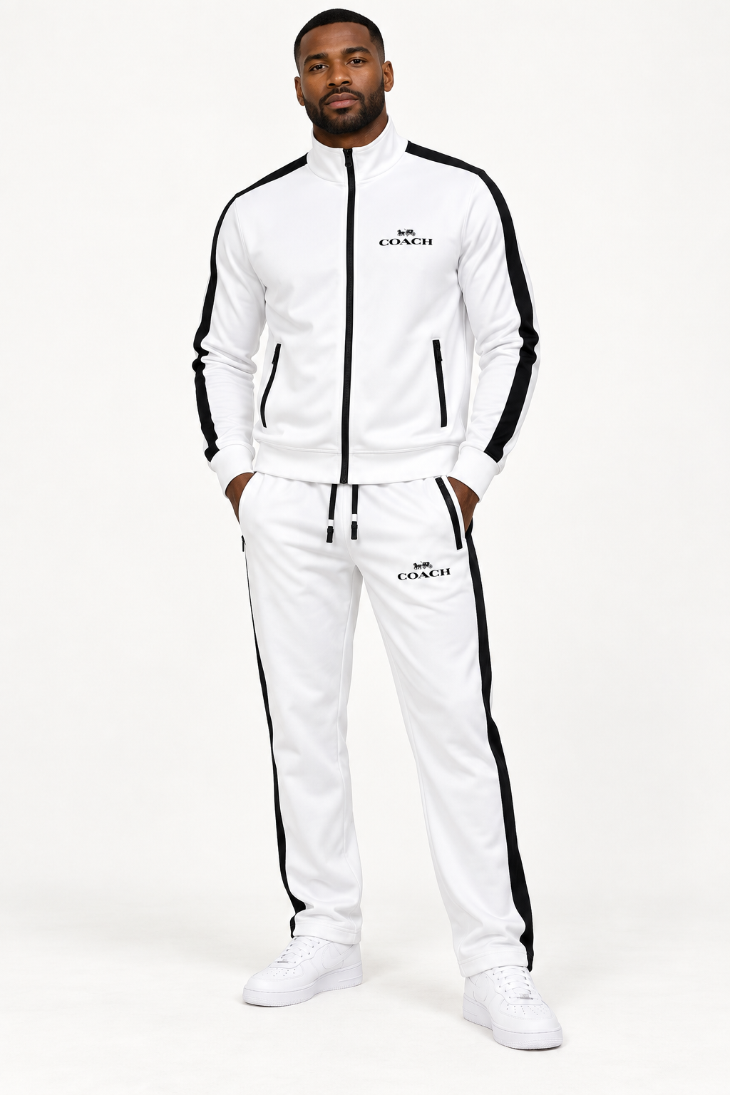 Men's Coach Dri-Fit TrackSuit | Color: White | View 1