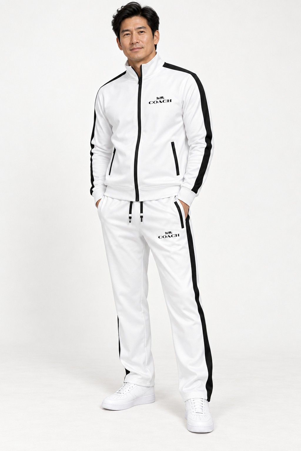 Men's Coach Dri-Fit TrackSuit | Color: White | View 2
