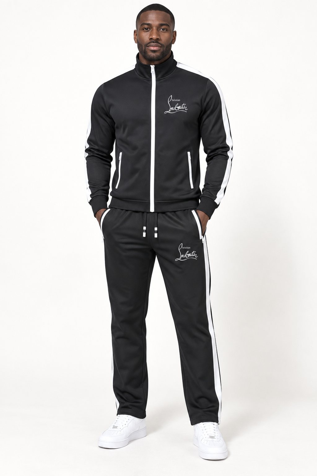 Men's Christian Louboutin Dri-Fit TrackSuit | Color: Black | View 1