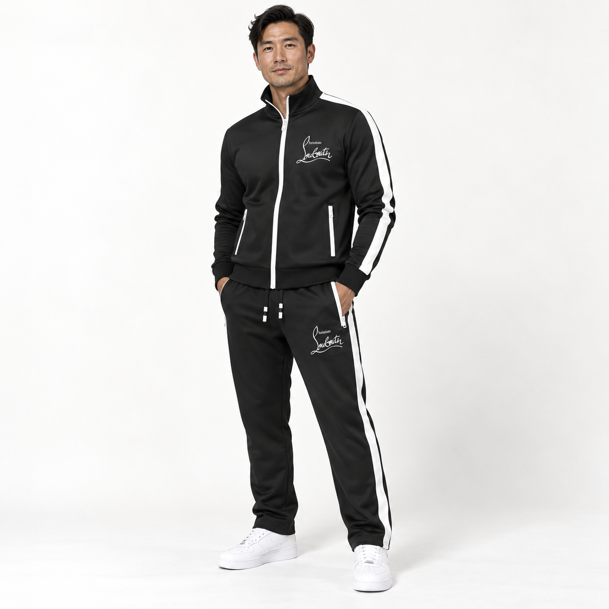 Men's Christian Louboutin Dri-Fit TrackSuit | Color: Black | View 2