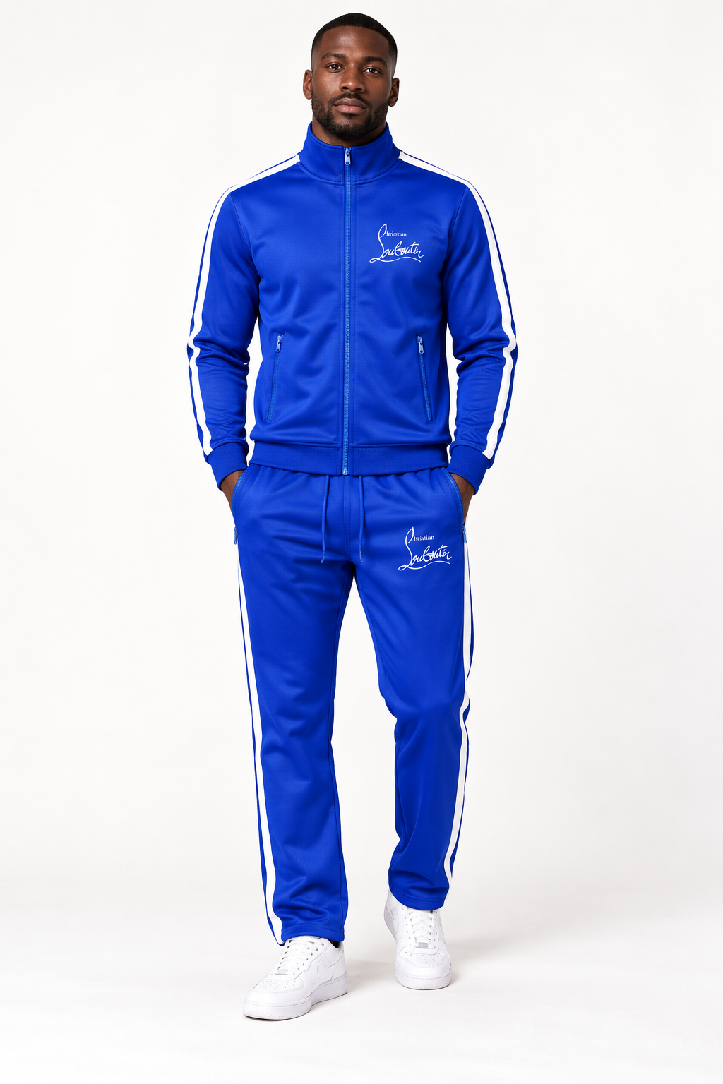 Men's Christian Louboutin Dri-Fit TrackSuit | Color: Blue | View 1