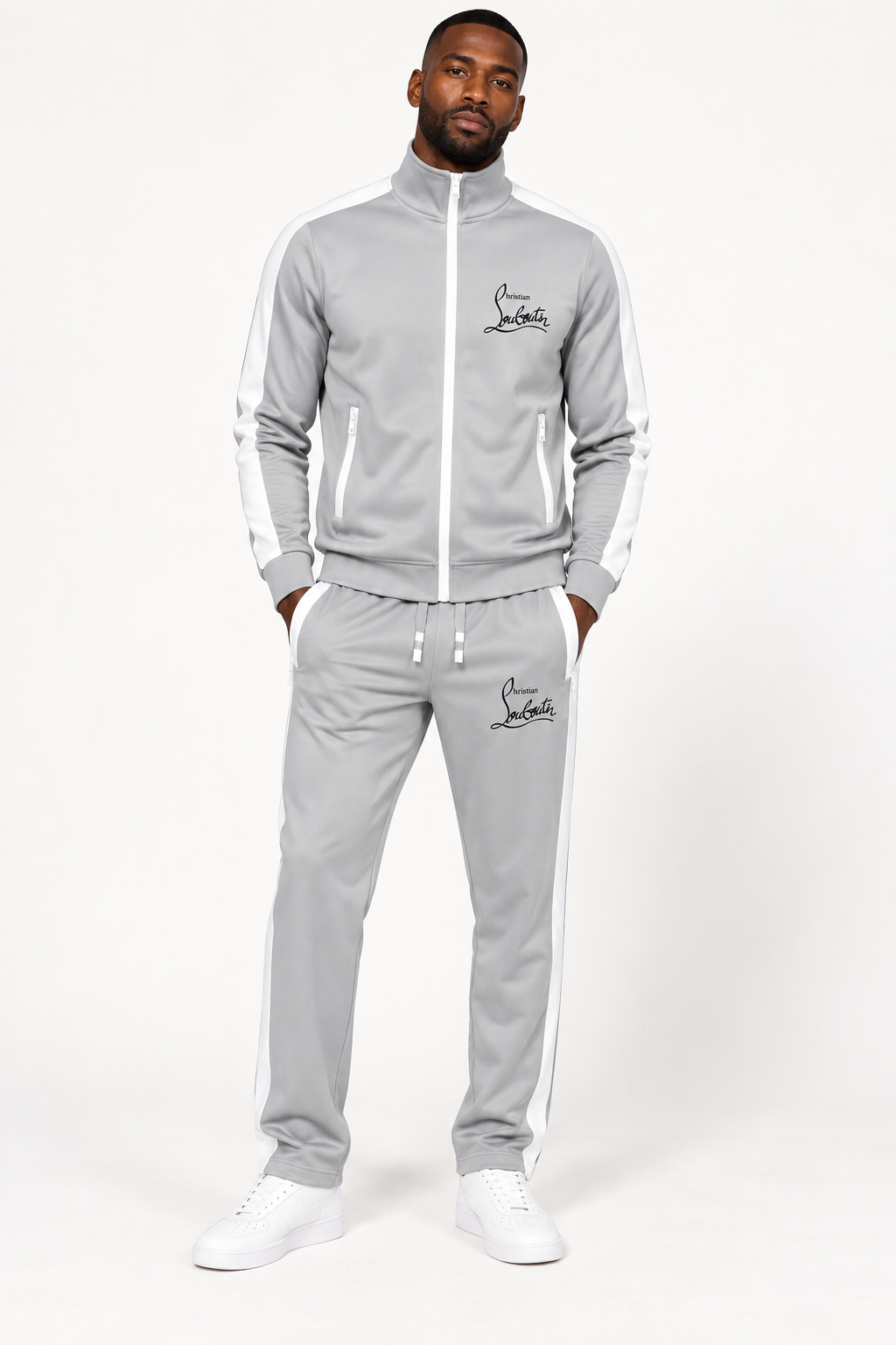 Men's Christian Louboutin Dri-Fit TrackSuit | Color: Grey | View 1