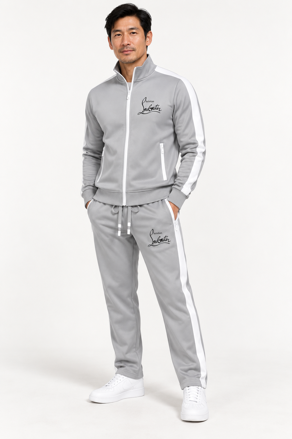 Men's Christian Louboutin Dri-Fit TrackSuit | Color: Grey | View 2