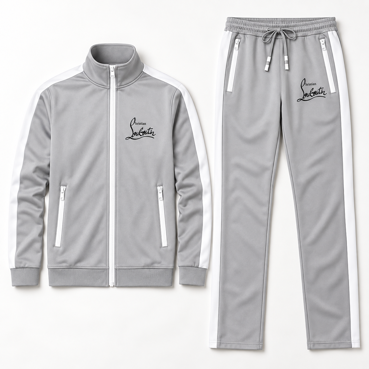 Men's Christian Louboutin Dri-Fit TrackSuit | Color: Grey | View 5