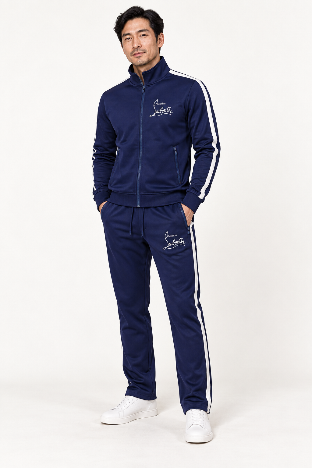 Men's Christian Louboutin Dri-Fit TrackSuit | Color: Navy | View 2